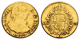 Charles III (1759-1788). 1/2 escudo. 1787. Madrid. DV. (Cal-1267). Au. 1,62 g. It was in hoop. Choice F. Est...100,00. 


 SPANISH DESCRIPTION: Car...