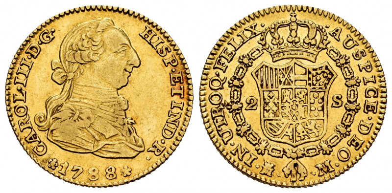 Charles III (1759-1788). 2 escudos. 1788. Madrid. M. (Cal-1578). Au. 6,71 g. Cho...