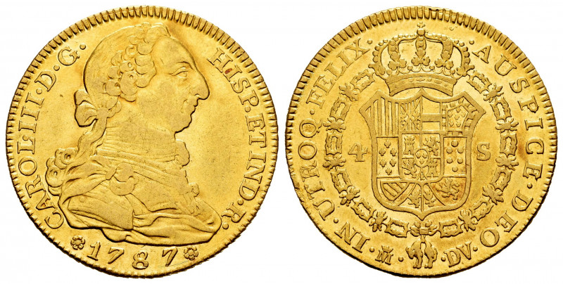 Charles III (1759-1788). 4 escudos. 1787. Madrid. DV. (Cal-1793). Au. 13,49 g. V...