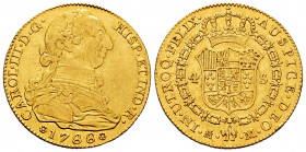 Charles III (1759-1788). 4 escudos. 1788. Madrid. M. (Cal-1795). Au. 13,33 g. Almost VF/VF. Est...600,00. 


 SPANISH DESCRIPTION: Carlos III (1759...