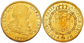 Charles III (1759-1788). 8 escudos. 1788. México. FM. (Cal-2000). (Cal onza-788). Au. 26,96 g. Weak strike. It retains some luster. Choice VF. Est...1...