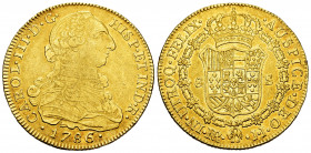 Charles III (1759-1788). 8 escudos. 1786. Santa Fe de Nuevo Reino. JJ. (Cal-2120). (Cal onza-891). (Restrepo-72-32). Au. 26,97 g. Part of the reverse ...