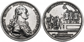 Charles IV (1788-1808). "Proclamation" medal. 1789. Madrid. (H-62). (Vives-84). (Vq-13116). Ag. 92,65 g. Cleaned. XF. Est...350,00. 


 SPANISH DES...