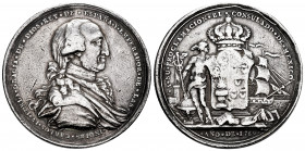 Charles IV (1788-1808). "Proclamation" medal. 1789. México. (H-168). (Medina-195). (Vq-13210). Ag. 30,53 g. 42 mm. Engraver: G. A. Gil. It was in hoop...
