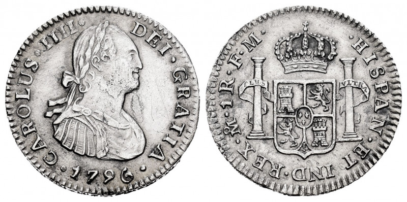 Charles IV (1788-1808). 1 real. 1796. México. FM. (Cal-436). Ag. 3,34 g. Cleaned...