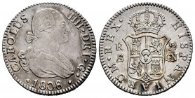 Charles IV (1788-1808). 2 reales. 1808. Sevilla. CN. (Cal-728). Ag. 5,79 g. Cleaned. Almost VF. Est...50,00. 


 SPANISH DESCRIPTION: Carlos IV (17...