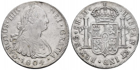 Charles IV (1788-1808). 8 reales. 1804. Guatemala. M. (Cal-897). Ag. 26,93 g. Hairline on obverse. Scarce. Almost XF. Est...250,00. 


 SPANISH DES...