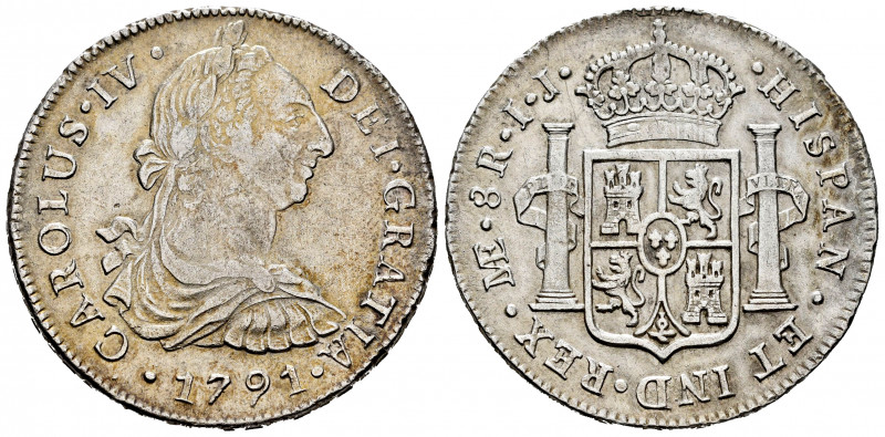 Charles IV (1788-1808). 8 reales. 1791. Lima. IJ. (Cal-905). Ag. 26,84 g. Bust o...