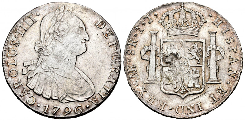 Charles IV (1788-1808). 8 reales. 1796. Lima. IJ. (Cal-913). Ag. 26,73 g. Planch...