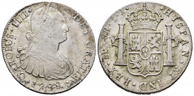 Charles IV (1788-1808). 8 reales. 1798. Lima. IJ. (Cal-916). Ag. 27,41 g. Choice VF. Est...160,00. 


 SPANISH DESCRIPTION: Carlos IV (1788-1808). ...