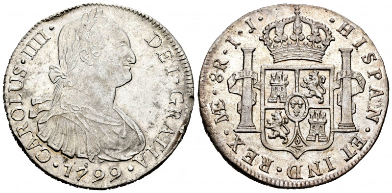Charles IV (1788-1808). 8 reales. 1799. Lima. IJ. (Cal-917). Ag. 27,51 g. Nicks ...