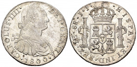 Charles IV (1788-1808). 8 reales. 1800. Lima. IJ. (Cal-918). Ag. 26,90 g. It retains some luster. Almost XF/XF. Est...120,00. 


 SPANISH DESCRIPTI...