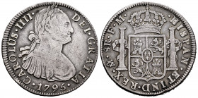 Charles IV (1788-1808). 8 reales. 1795. México. FM. (Cal-958). Ag. 26,53 g. Minor nick on edge. Tone. Almost VF. Est...60,00. 


 SPANISH DESCRIPTI...