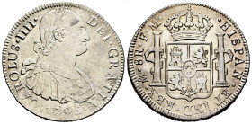 Charles IV (1788-1808). 8 reales. 1795. México. FM. (Cal-958). Ag. 26,53 g. Rust. VF. Est...65,00. 


 SPANISH DESCRIPTION: Carlos IV (1788-1808). ...