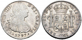 Charles IV (1788-1808). 8 reales. 1797. México. FM. (Cal-960). Ag. 27,03 g. Choice VF. Est...70,00. 


 SPANISH DESCRIPTION: Carlos IV (1788-1808)....