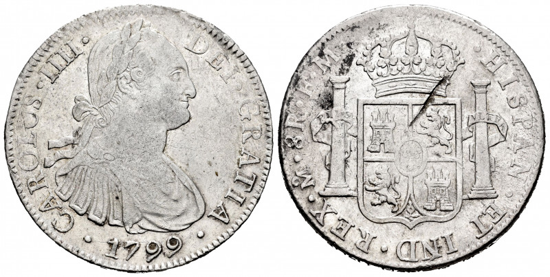 Charles IV (1788-1808). 8 reales. 1799. México. FM. (Cal-963). Ag. 26,99 g. Scra...