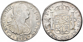 Charles IV (1788-1808). 8 reales. 1801. México. FT. (Cal-972). Ag. 26,91 g. VF/Choice VF. Est...70,00. 


 SPANISH DESCRIPTION: Carlos IV (1788-180...