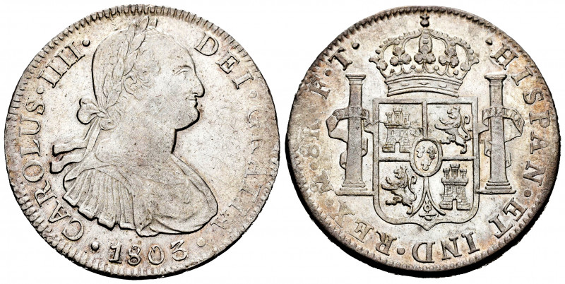 Charles IV (1788-1808). 8 reales. 1803. México. FT. (Cal-977). Ag. 27,03 g. Mino...