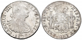 Charles IV (1788-1808). 8 reales. 1807. México. TH. (Cal-986). Ag. 26,91 g. Almost VF/VF. Est...50,00. 


 SPANISH DESCRIPTION: Carlos IV (1788-180...