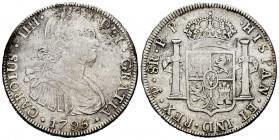 Charles IV (1788-1808). 8 reales. 1795. Potosí. PP. (Cal-999). Ag. 26,79 g. Almost VF. Est...65,00. 


 SPANISH DESCRIPTION: Carlos IV (1788-1808)....