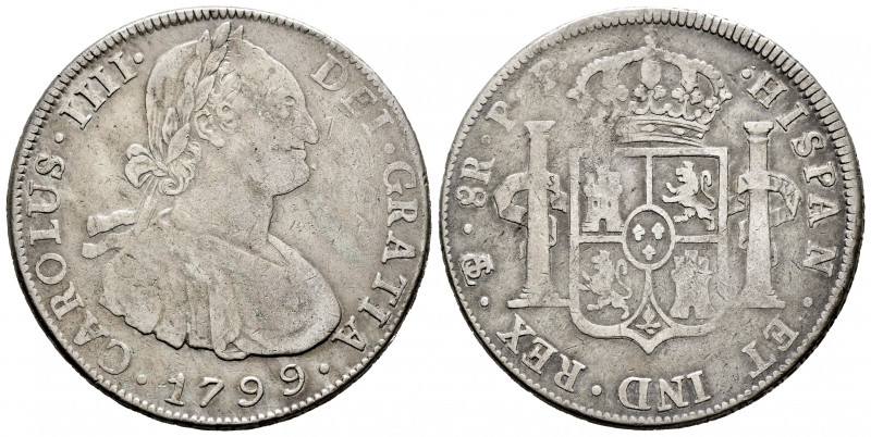 Charles IV (1788-1808). 8 reales. 1799. Potosí. PP. (Cal-1003). Ag. 26,93 g. Cho...