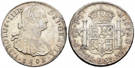 Charles IV (1788-1808). 8 reales. 1802. Potosí. PP. (Cal-1006). Ag. 26,95 g. Choice VF. Est...75,00. 


 SPANISH DESCRIPTION: Carlos IV (1788-1808)...