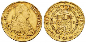 Charles IV (1788-1808). 2 escudos. 1790. Madrid. MF. (Cal-1275). Au. 6,73 g. Choice VF. Est...300,00. 


 SPANISH DESCRIPTION: Carlos IV (1788-1808...