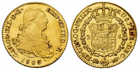 Charles IV (1788-1808). 2 escudos. 1800. Madrid. MF. (Cal-1297). Au. 6,75 g. Hairlines on obverse. Choice VF. Est...300,00. 


 SPANISH DESCRIPTION...