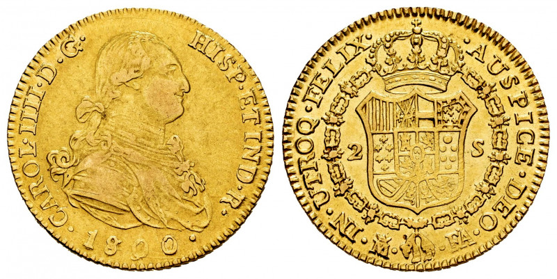 Charles IV (1788-1808). 2 escudos. 1800. Madrid. FA. (Cal-1298). Au. 6,73 g. Sof...