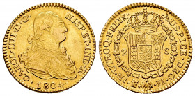Charles IV (1788-1808). 2 escudos. 1804. Madrid. FA. (Cal-1310). Au. 6,76 g. Choice VF/Almost XF. Est...300,00. 


 SPANISH DESCRIPTION: Carlos IV ...