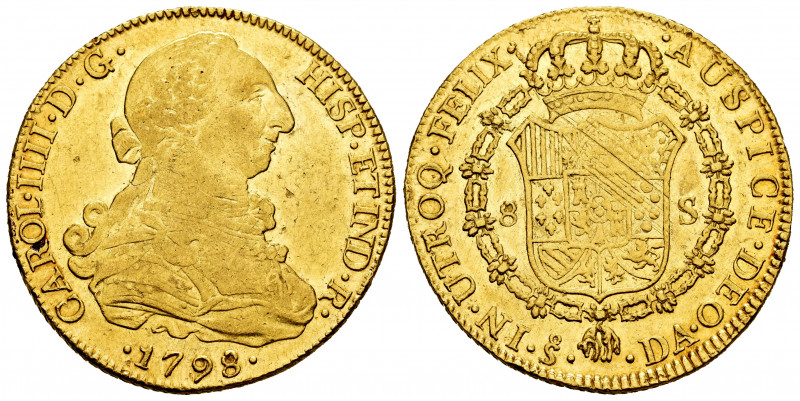Charles IV (1788-1808). 8 escudos. 1798. Santiago. DA. (Cal-1764). (Cal onza-116...