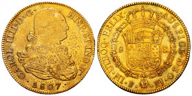 Charles IV (1788-1808). 8 escudos. 1807. Potosí. PJ. (Cal-1713). (Cal onza-1107). Au. 27,04 g. Patina. Attractive. AU. Est...2000,00. 


 SPANISH D...