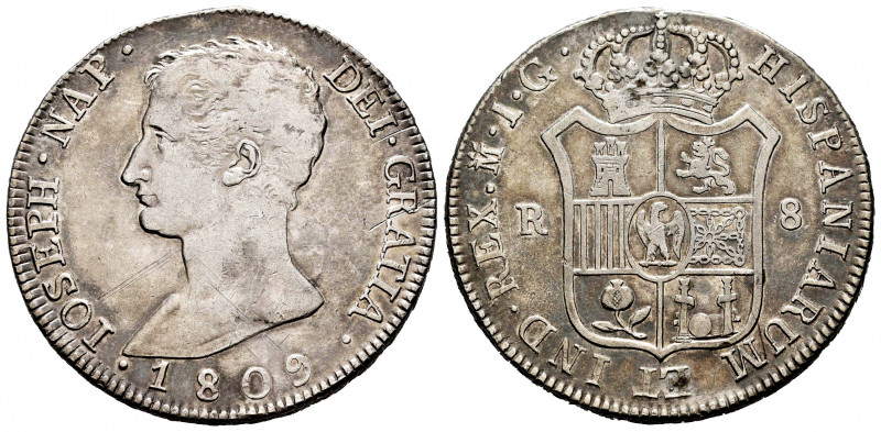 Joseph Napoleon (1808-1814). 8 reales. 1809. Madrid. IG. (Cal-33). Ag. 27,20 g. ...