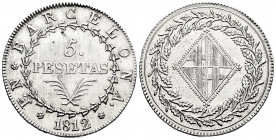 Joseph Napoleon (1808-1814). 5 pesetas. 1811. Barcelona. (Cal-47). Ag. 26,78 g. 25 rosettes. Well struck. XF/AU. Est...800,00. 


 SPANISH DESCRIPT...