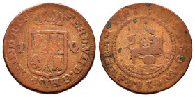 Ferdinand VII (1808-1833). 1 Cuarto - 4 Maravedís. 1834. Manila. (Cal-99). Ae. 4,95 g. "Posthumous" type. Rare. Almost VF/Choice F. Est...250,00. 

...