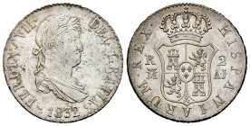Ferdinand VII (1808-1833). 2 reales. 1832. Madrid. GJ. (Cal-849). Ag. 6,01 g. Minimal hairlines. Soft tone. Original luster. Almost XF/XF. Est...120,0...