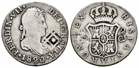 Ferdinand VII (1808-1833). 2 reales. 1820. Sevilla. CJ. (Cal-952). Ag. 5,69 g. Vique's (Cuba) counterstamp. Almost VF. Est...65,00. 


 SPANISH DES...