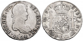 Ferdinand VII (1808-1833). 8 reales. 1824. Potosí. PJ. (Cal-1391). Ag. 26,69 g. Plugged hole. Almost VF. Est...45,00. 


 SPANISH DESCRIPTION: Fern...