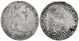 Ferdinand VII (1808-1833). 8 reales. 1817. Zacatecas. AG. (Cal-1458). Ag. 26,05 g. First King´s bust. VF. Est...150,00. 


 SPANISH DESCRIPTION: Fe...