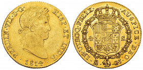Ferdinand VII (1808-1833). 4 escudos. 1814. Madrid. GJ. (Cal-1709). Au. 13,53 g. Hairlines on obverse. It retains some minor luster. Almost XF/XF. Est...