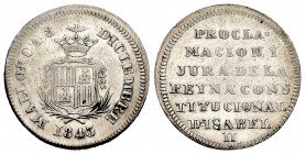 Elizabeth II (1833-1868). "Proclamation" medal. 1843. Mallorca. (Ha-11). (Cru-Medalles 265). Ag. 3,36 g. 22mm. VF. Est...80,00. 


 SPANISH DESCRIP...