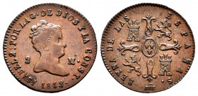 Elizabeth II (1833-1868). 2 maravedis. 1842. Segovia. (Cal-54). Ae. 2,17 g. Choice VF/Almost XF. Est...35,00. 


 SPANISH DESCRIPTION: Isabel II (1...