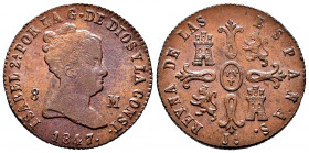 Elizabeth II (1833-1868). 8 maravedis. 1847. Jubia. (Cal-114). Ae. 10,21 g. XF. Est...110,00. 


 SPANISH DESCRIPTION: Isabel II (1833-1868). 8 mar...