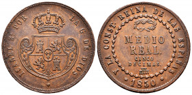Elizabeth II (1833-1868). Medio real. 1850. Segovia. (Cal-155). Ae. 16,91 g. Minor nicks on edge. VF. Est...70,00. 


 SPANISH DESCRIPTION: Isabel ...