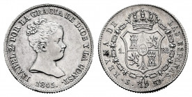 Elizabeth II (1833-1868). 1 real. 1845. Sevilla. RD. (Cal-316). Ag. 1,55 g. Scarce. XF. Est...80,00. 


 SPANISH DESCRIPTION: Isabel II (1833-1868)...