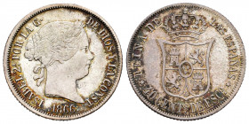 Elizabeth II (1833-1868). 40 centimos de escudo. 1866. Madrid. (Cal-501). Ag. 5,03 g. Choice VF. Est...35,00. 


 SPANISH DESCRIPTION: Isabel II (1...