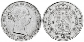 Elizabeth II (1833-1868). 20 reales. 1850. Madrid. CL. (Cal-591). Ag. 25,78 g. Cleaned. Knock on edge. Choice VF. Est...90,00. 


 SPANISH DESCRIPT...