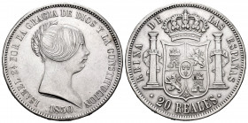 Elizabeth II (1833-1868). 20 reales. 1850. Madrid. (Cal-592). Ag. 25,97 g. Minor hairlines. XF/Almost XF. Est...320,00. 


 SPANISH DESCRIPTION: Is...