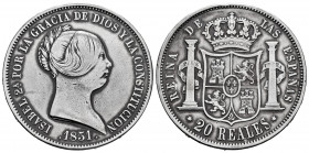 Elizabeth II (1833-1868). 20 reales. 1851. Madrid. (Cal-593). Ag. 25,96 g. Cleaned. Choice VF. Est...80,00. 


 SPANISH DESCRIPTION: Isabel II (183...