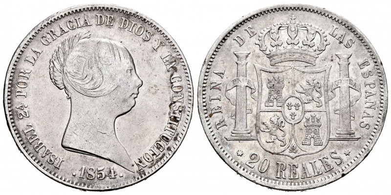 Elizabeth II (1833-1868). 20 reales. 1854. Madrid. (Cal-596). Ag. 25,85 g. Almos...